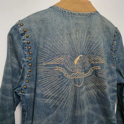 Ralph Lauren Denim & Supply Jean Jacket Women Sz M Embroidered Eagle Distressed - Image 1 of 4