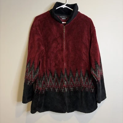 Vtg Black Diamond Jacket Sz XL Women’s Fleece Sweater Deep Wine Black Outdoor - Image 1 of 4