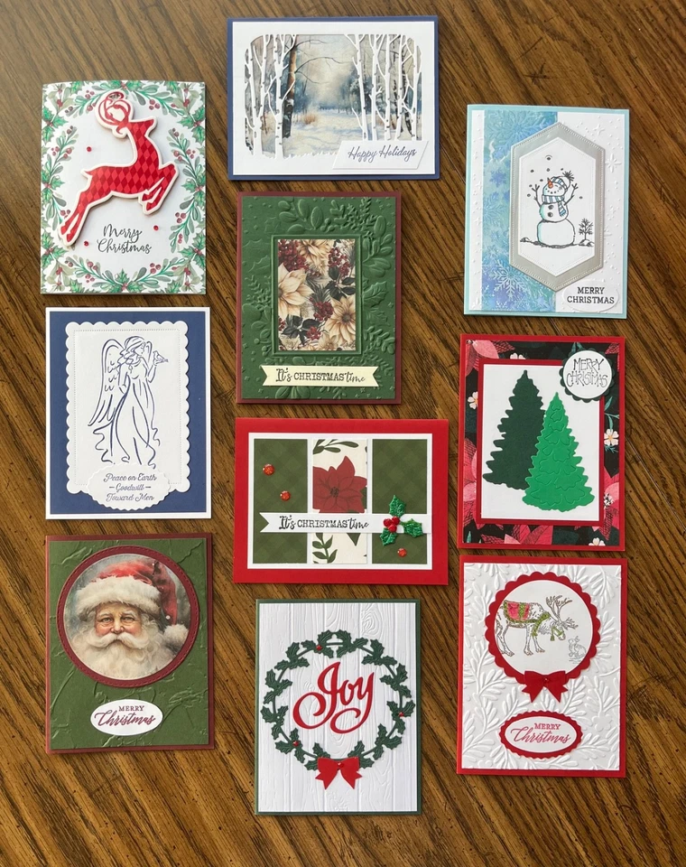 10 tarjetas de Navidad hechas a mano con sobres.  0125 Foto 1 de 1