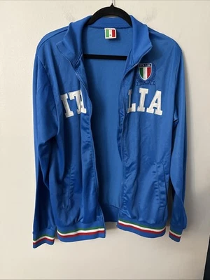 Italia Blue Track Jacket Size XL Long Sleeve No Zipper Pull Open Jacket - Image 1 of 4