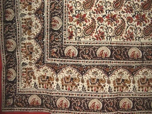Block Print Indian Tapestry Cotton Spread 106" x 72" Twin Multi Color - Picture 1 of 2
