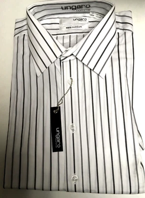 Camisa de Vestir Vintage Emanuel Ungaro 100% Algodón Humo Rayas Finas 17 34/35 Foto 1 de 2