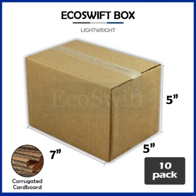 10 7x5x5 EcoSwift Cardboard Packing Moving Shipping Boxes Corrugated Box Cartons - Image 1 of 4