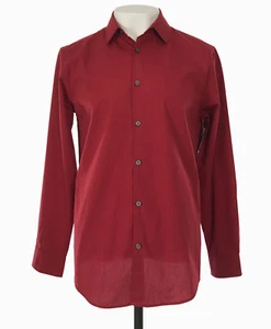 Alfani Mens Dark Ruby Pintripe Regular Fit Button Down Dress Shirt M XL - Picture 1 of 3