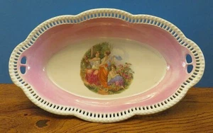 Reticulated Large Pink & White Oval Bowl - Bavaria Schumann - Eleanor -Excellent - Picture 1 of 4
