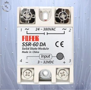 SSR-60DA Single Phase DC To AC Solid State Relay 3-32VDC 24-380VAC - Picture 1 of 2