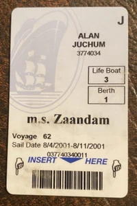 Holland America Cruises Vintage MS Zaandam Room Key (2001) - Foto 1 di 2
