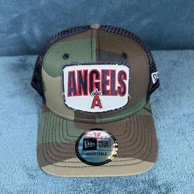 New Era Los Angeles Angels Rare Camo Patch Trucker Hat Adjustable One Size New - Image 1 of 4