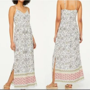 NWT Ann Taylor Loft Outlet Boho Maxi Dress in Snowy White Floral Print Size 8 - Picture 1 of 5