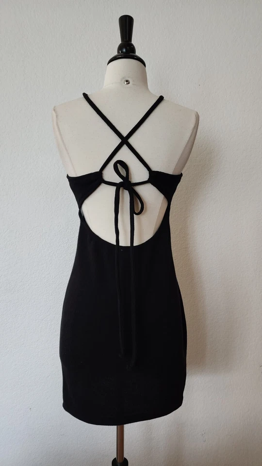 Urban Outfitters Dress New Size Large XL Black Sweater Halter Strappy Lace Up - Image 1 of 4