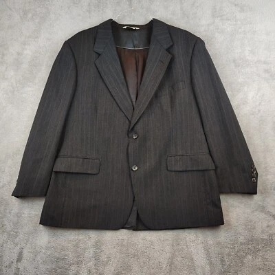 Jaqueta esportiva Palm Beach 100% lã cinza escuro blazer listrado 46R feita nos EUA - Imagem 1 de 4