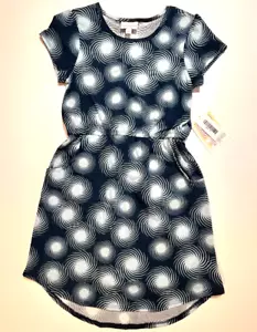 LuLaRoe Mae dress w/pockets kids size 10 blue swirls on darker blue NWT - Picture 1 of 10