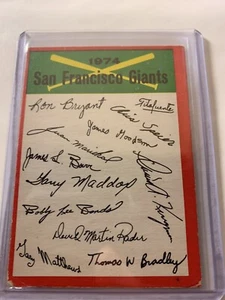 1974 OPC San Francisco Giants TEAM CHECKLIST - O-PEE-CHEE - Bild 1 von 2