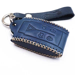 Blue Leather for Jaguar X S-Type XF XK XKR 5 Buttons Smart Key Case Fob Cover - Picture 1 of 7