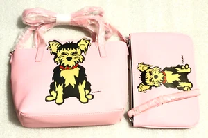 Marc Tetro NYC Yorkie Bolso Pequeño y Muñequera a Juego JUEGO DE 2 PIEZAS NUEVO Rosa - Imagen 1 de 5