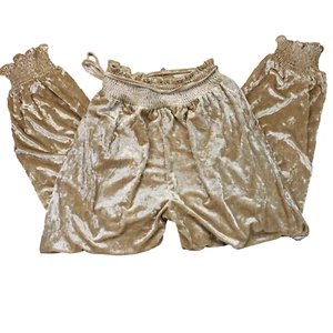 Pantalone Kori velluto piccolo marrone lounge scintillante vestibilità ampia elastico vita e caviglie - Foto 1 di 10