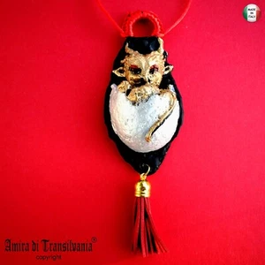 collana amuleto gioiello dragone oro argento talismano gotico pendente pendaglio - Foto 1 di 24