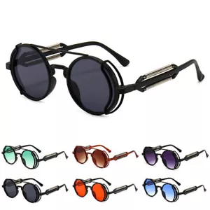 Retro Steampunk Glasses Goggles Sunglasses Punk Designer Round Circle Glasses) - Picture 1 of 18