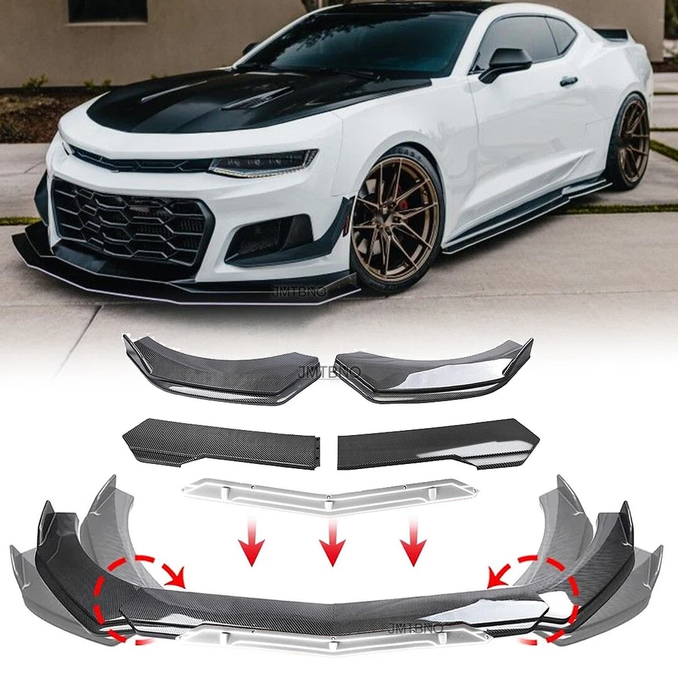 Kit de carrocería divisor alerón labial de parachoques delantero de fibra de carbono para Chevy Camaro SS ZL1  Foto 1 de 4