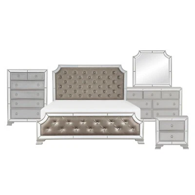 NEW Silver Champagne Gold Queen King 5PC Modern Bedroom Set Furniture B/D/M/N/C - Image 1 of 4