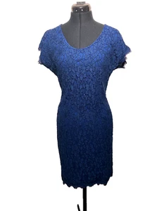 Diane Von Furstenberg Dress Women Small Blue Bodycon Lace Lined UK Size 8 - Picture 1 of 9