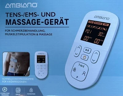 AMBIANO TENS-/EMS Massage Gerät Tensgerät Muskelstimulation 60 Programme Gürtelc - Bild 1 von 2