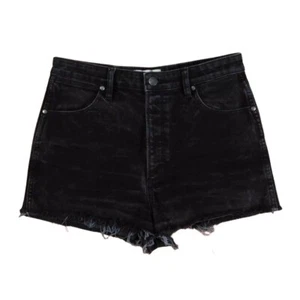 ~SS~ Size 12 WRANGLER Lita Denim Shorts Hidden Button Fly Cotton Blend - Black - Picture 1 of 15
