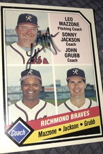 1989 CMC RICHMOND BRAVES MAZZONE / SONNY JACKSON / JOHN GRUBB CARD #24 Signed