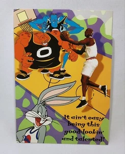 1996 Michael Jordan Space Jam Greeting Card Monstars Bugs Bunny Gibson Greetings - Picture 1 of 5