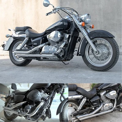 Polish Long Shorts Staggered Exhaust Pipe Muffler Shadow Spirit Phantom Aero 750 - Image 1 of 4