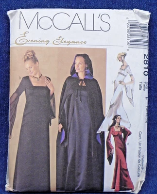 McCalls Pattern 2810 Evening Gown Cloak Pattern Trumpet Sleeve Medieval 16-20 - Image 1 of 2