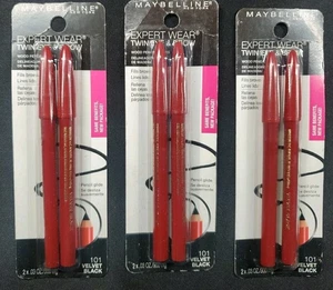 Confezione da 3 matite eyeliner Maybelline Expert Wear Twin Eye & Brow, nero velluto 101 - Foto 1 di 4