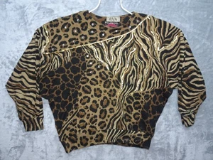 Vintage HV4 Paris Animal Print Suéter Lentejuelas Embellecido Francia Mujer Talla Única - Imagen 1 de 17