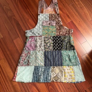 Dress Jumper Patchwork Sleeveless Dress Womens SZ L Waist 44 Length Adjustable - Picture 1 of 6