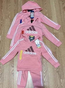 Adidas Big Girls Hoodie/Pants Set, Sizes 5, 6, 7, Pink AG3237 - Picture 1 of 3