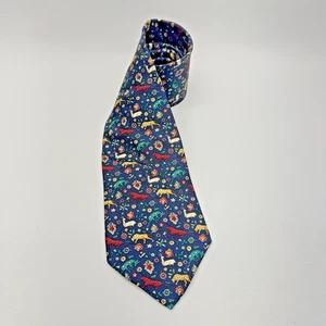 The Metropolitan Museum of Art Animal Floral Menagerie Blue Silk Preppy Art Tie - Picture 1 of 4