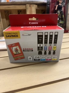 GENUINE OEM CANON PGI-250/CLI-251 COMBIPACK WITH 50 SHEETS OF PHOTO PAPER NEW! - Picture 1 of 4