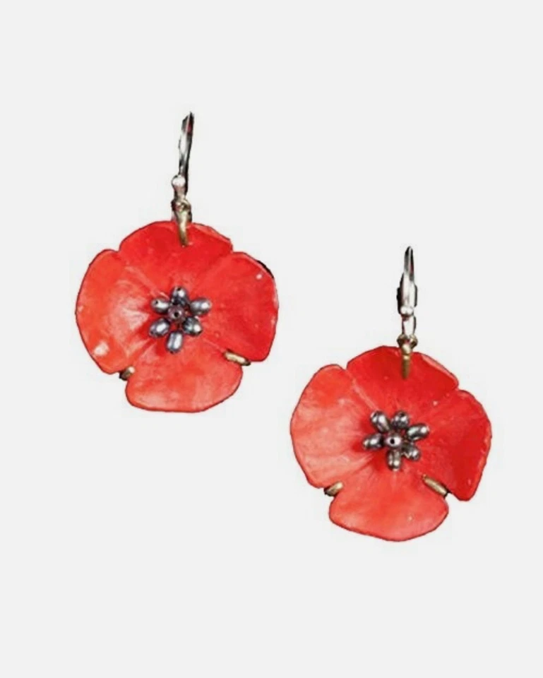 PENDIENTES COLGANTES DE ALAMBRE MICHAEL MICHAUD "Red Poppy" 4966 Foto 1 de 1