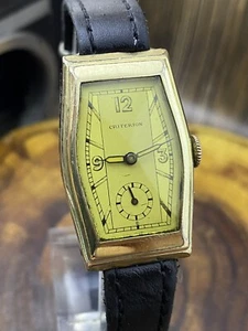Reloj de pulsera vintage Criterion Art Deco AU20 chapado en oro funciona #4629 - Imagen 1 de 12