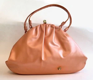 Vintage Garay Double Handle Salmon Peach Orange Handtasche Geldbeutel Mod 60er 70er - Bild 1 von 9