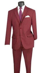 Men's Burgandy 2 Button Classic Fit Poplin Polyester Suit NEW 44L - Picture 1 of 1