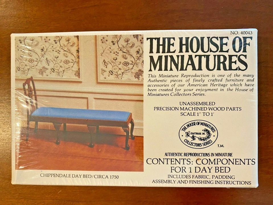 Dollhouse The House of Miniatures Kit Chippendale Day Bed X-ACTO 40043