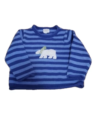 Suéter Talbots Niños Oso Polar Azul Rayas Talla 2 Foto 1 de 4