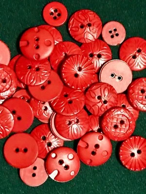 Color Me Red Plastic Novelty Buttons/ DIY Sewing Craft supplies/Dress it up - Image 1 of 2