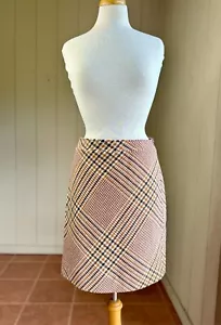 EUC 6 Tory Burch Wollrock Hahnentritt kariert über Knie mehrfarbig - Bild 1 von 9