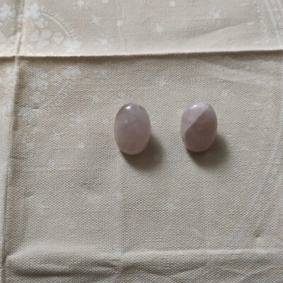 Ohrringe Ohrclips Rosenquarz Naturstein Manschette oval 2,5cm - Bild 1 von 3