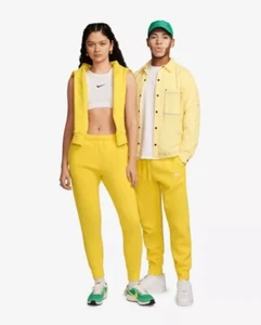 Pantalones de chándal Nike Sportswear Club polar talla grande amarillo/blanco BV2671-718 nuevos - Imagen 1 de 5