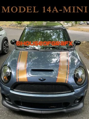 2 color Bonnet Boot stripe stripes decals graphics fit any yr model Mini Cooper Foto 1 de 4