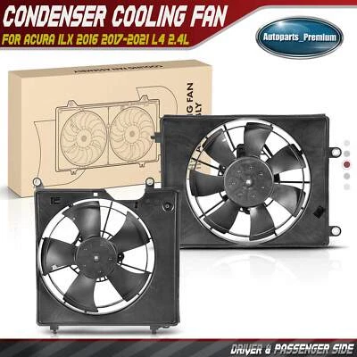 2x Conjunto de ventilador condensador de aire acondicionado izquierdo y derecho con cubierta para Acura ILX 16-21 L4 2,4 L Foto 1 de 4