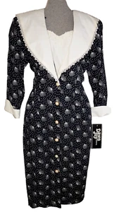 Vintage 90er 9to5 Kleid sexy Sekretär Büro CorpCore 13/14 Spitzenkragen 80er Neu mit Etikett Dolly - Bild 1 von 7